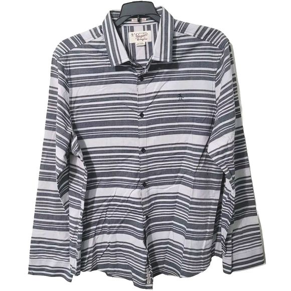 Original Penguin Mens XL Gray White Button Down Shirt Heritage Slim Fit … - Picture 1 of 14